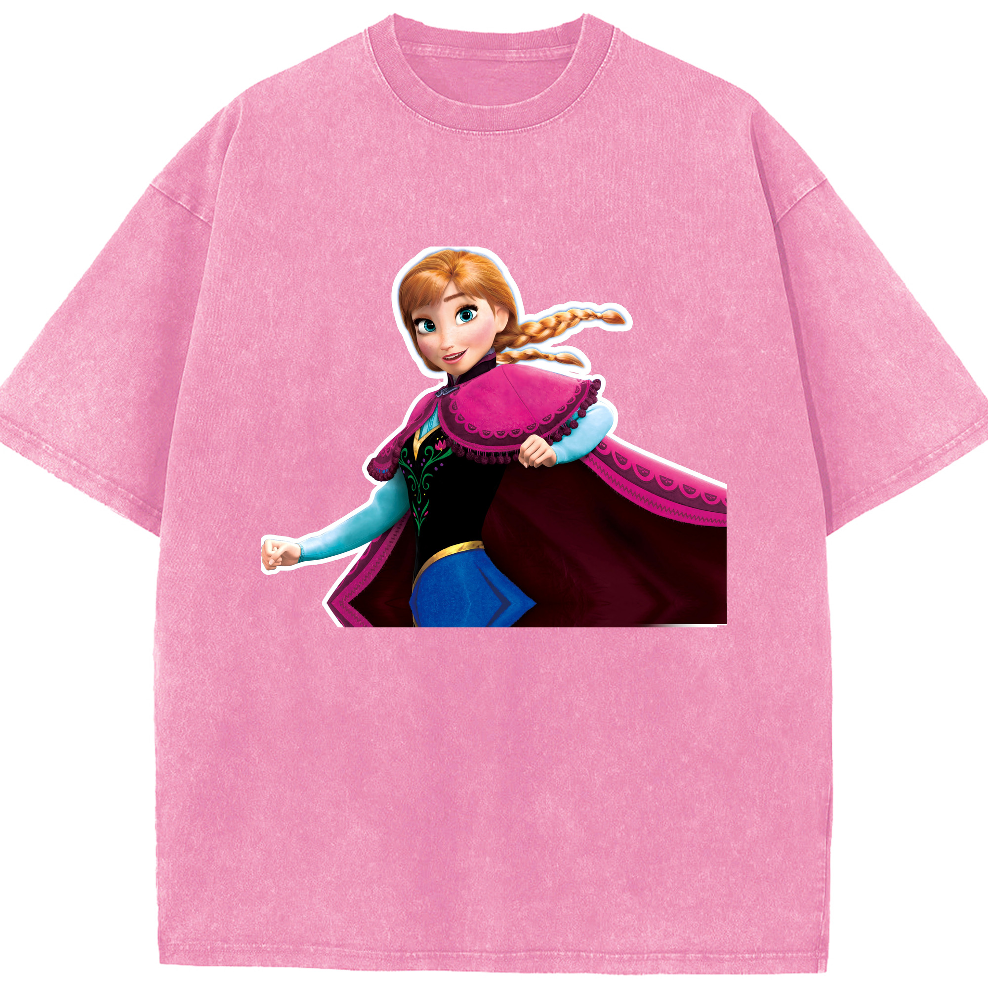 （画像用） アナと雪の女王 アンナ エルサ Frozen Anna Elsa 綿100% ヴィンテージ風 半袖Tシャツ（フロントプリント）